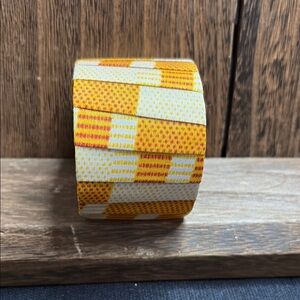 Vibrant Orange and Yellow African Patterned cuff Bracelet